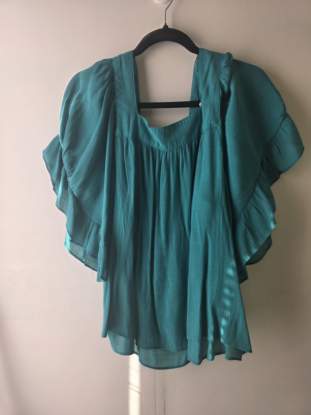 Zac & Rachel Teal Ruffle-Sleeve Women’s Blouse